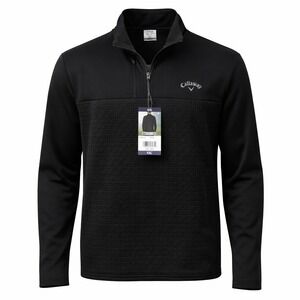 Callaway Mens XXL Quarter Zip Pullover Black Caviar Waffle Grid CGKFE0F3 NEW